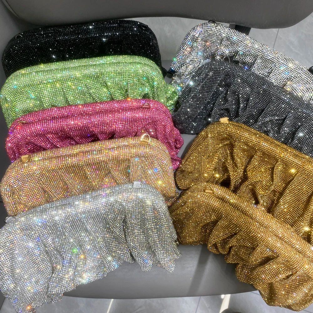 Glänzende Strasssteine, handgefertigte Abend-Clutch-Taschen, neue Faltbörsen und Handtaschen, Luxus-Designer-Hochzeitsfeier, hohe Qualität
