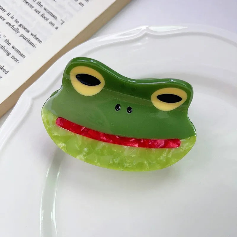 YHJ Big Eyed Frog Hair Claw Fun Frog Acetate Personality Design Hair Claw Clip Catch  Hair Accessories for Women Girls