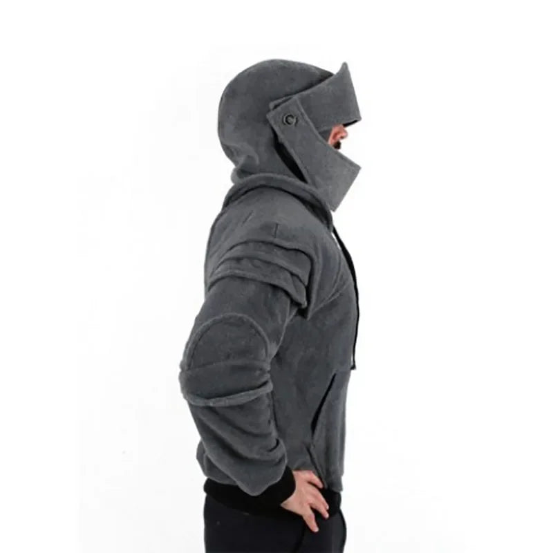 Casual Sweatshirt Autumn Knight Cavalier Cowl Neck Hoodie Armor Pullover Halloween Costume Streetwear Coat Drawstring For Men