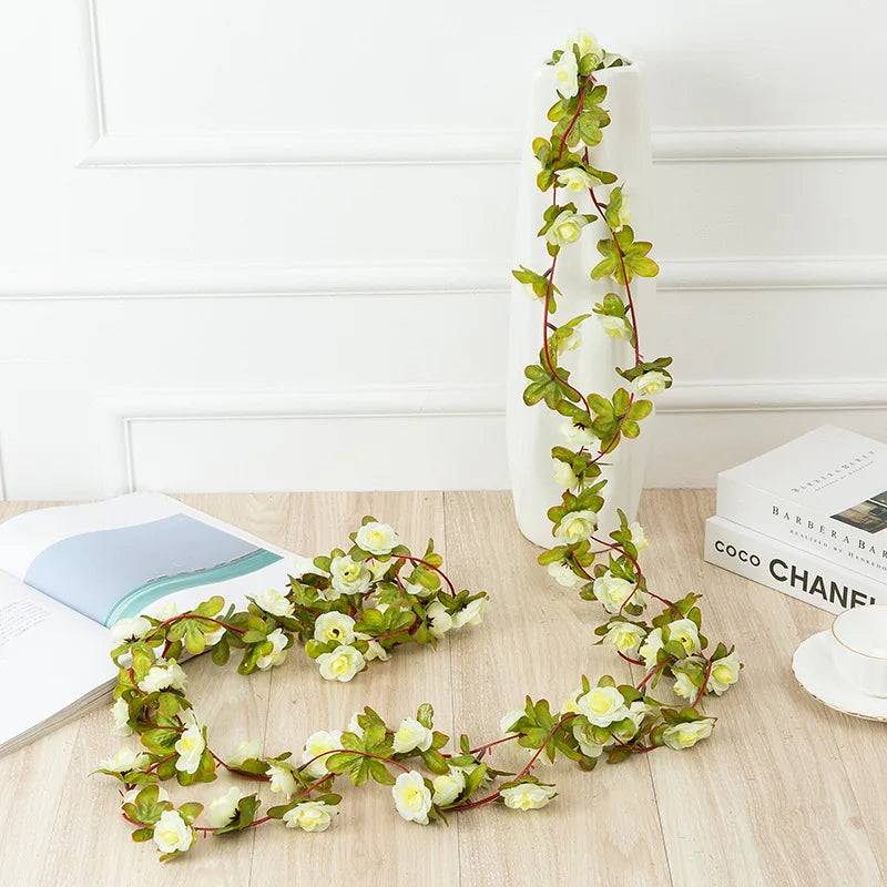 2.5M Rose Artificial Flowers Christmas Garland for Wedding Home Room Decoration Spring Autumn Garden Arch DIY Fake Peony Vine