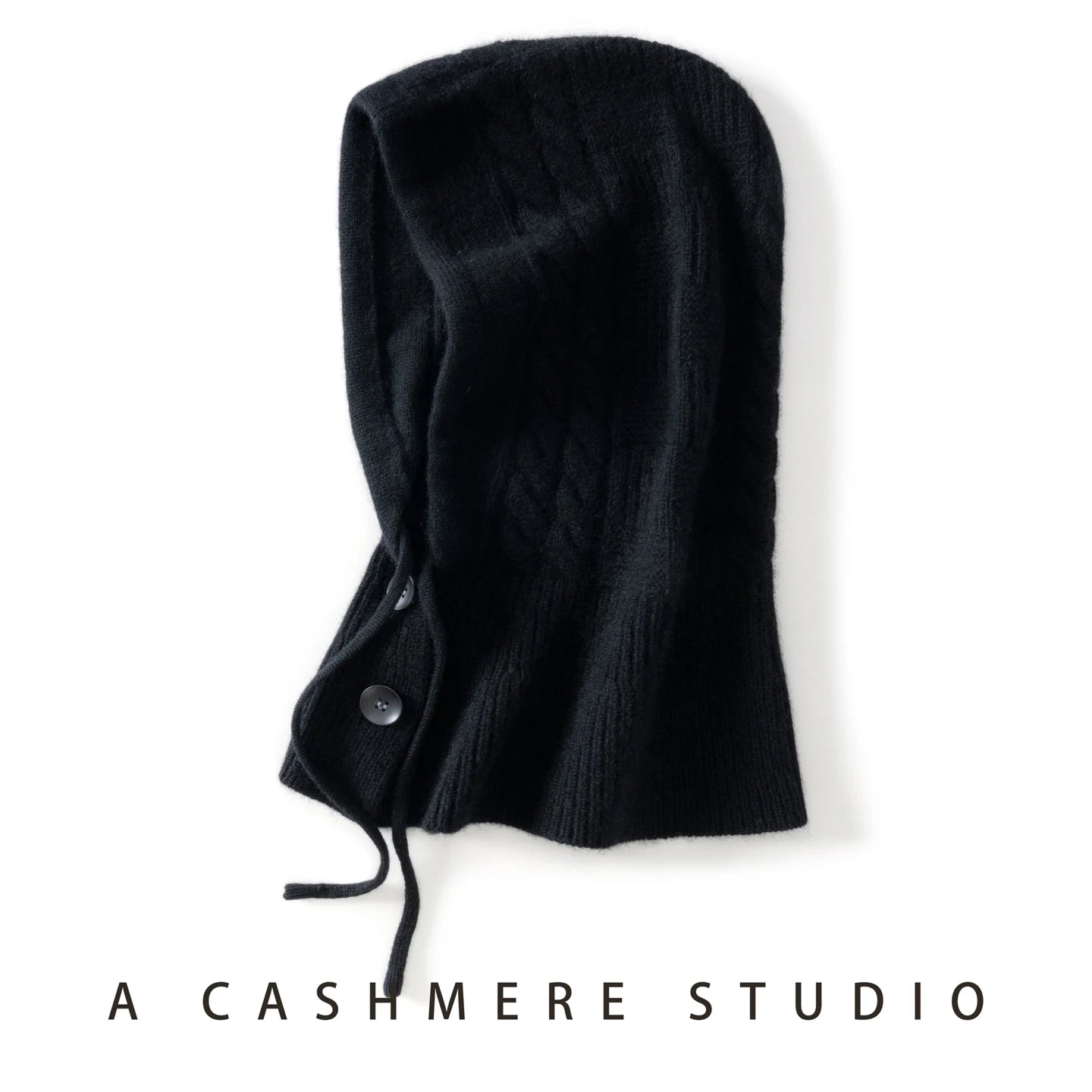 100%Quality Cashmere Balaclava Hoods For Women Warm Ring Scarf Beanie Hat Windproof Hooded Button-up Neck Collar Knitted Hat
