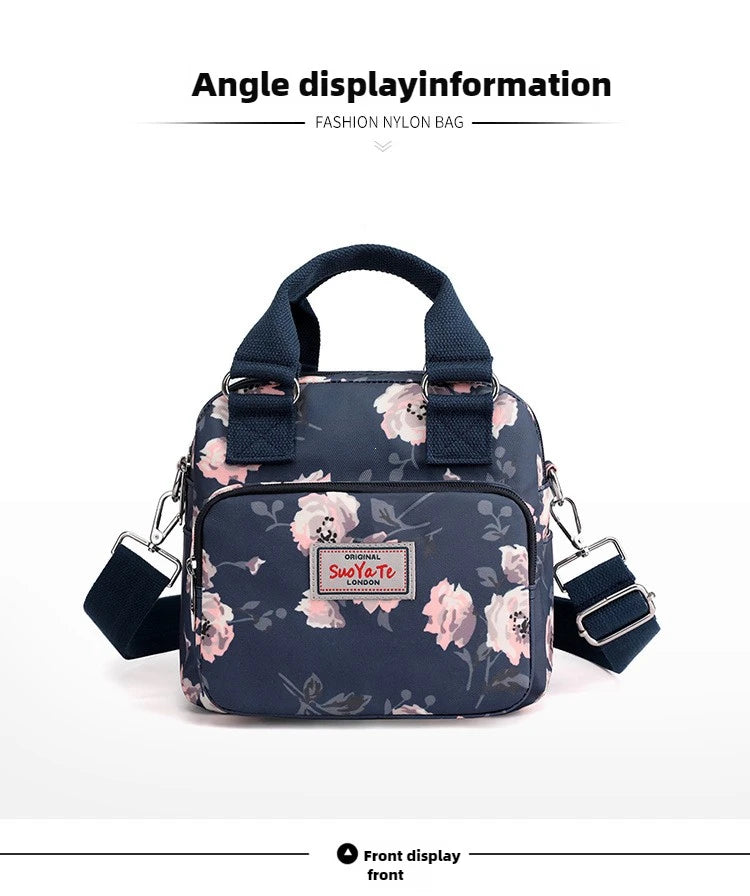 Brand Women Crossbody Bag Portable Female Shoulder Bags Printed Flower Nylon Messenger Bags Multi-pocket Ladies Handbags Bolsa
