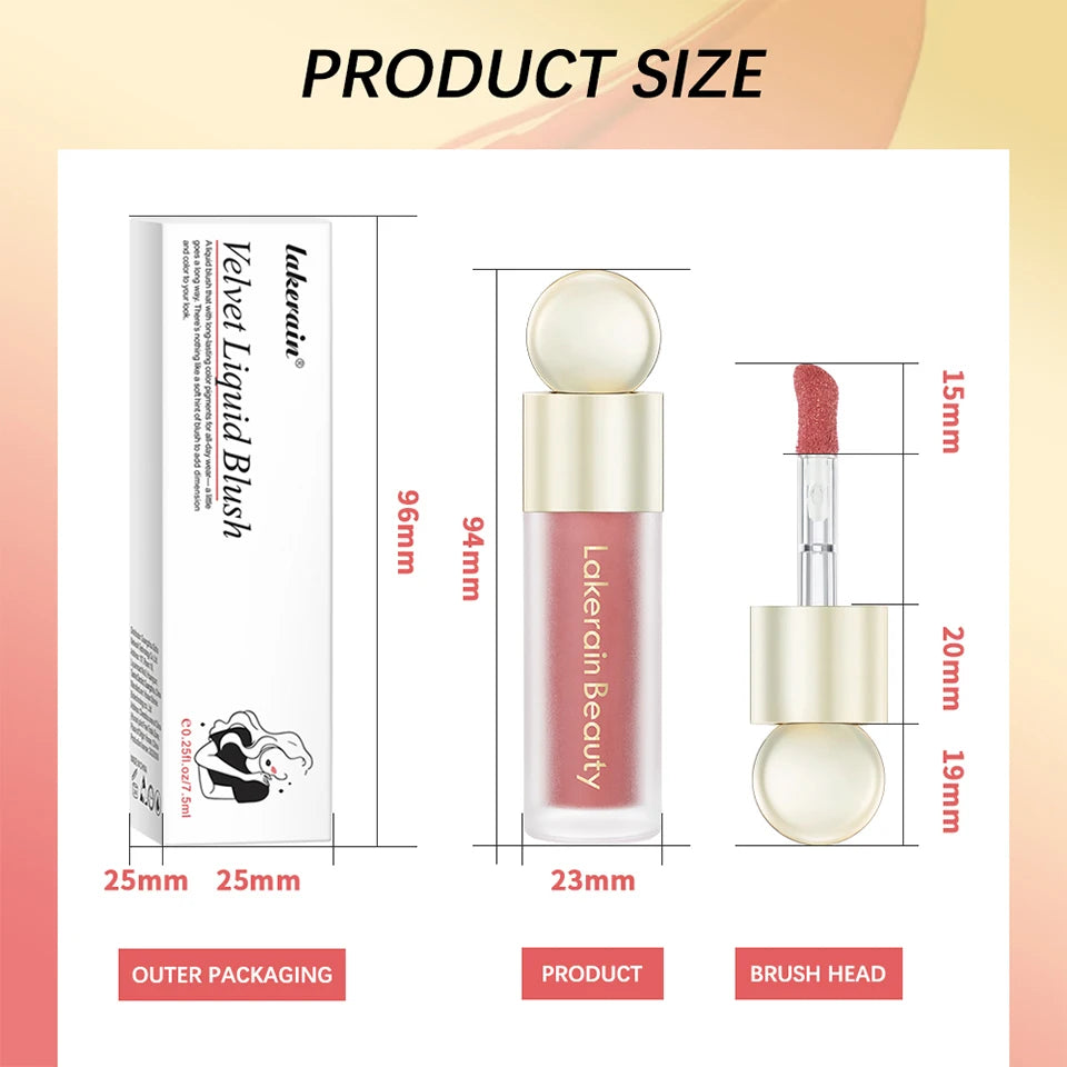 7.5ml Matte Liquid Blush Velvet Blusher Orange Peach Face Pigment Lasting Beauty Natural Cheek Tint Cream Waterproof  Blush