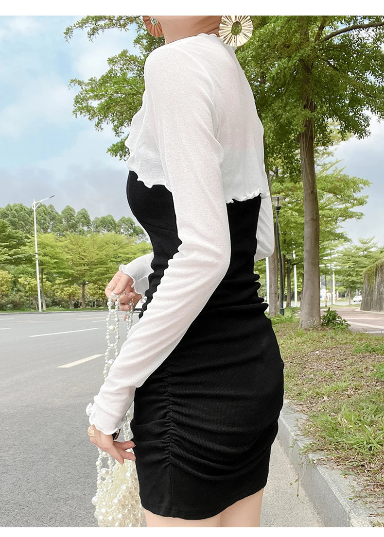 Womens Ruffle Long Sleeve Cropped Evening Shrug Open Front Bolero Tops Cardigan Long Sleeve Short Coat Cover-ups