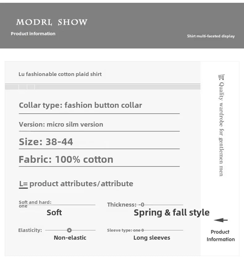 Neue Herren-Langarmhemd aus reiner Baumwolle im Karomuster Frühling Ganzbaumwoll-Freizeithemd Koreanischer Stil Schlank machend Glättet Ihre Silhouette Bügelfrei