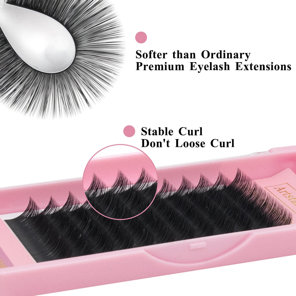 ARTSTAR Natural Silk Lashes J B C D CC Curl 6-15mm Length Volume Eyelash Extensions Matte Black Individual Eyelashes  for Makeup