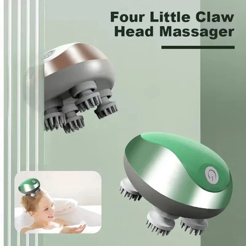 Electric Head Massager Silicone Scalp Magnetic Suction Charging Silicone Shoulder Multifunctional Kneading Vibration Head Spa