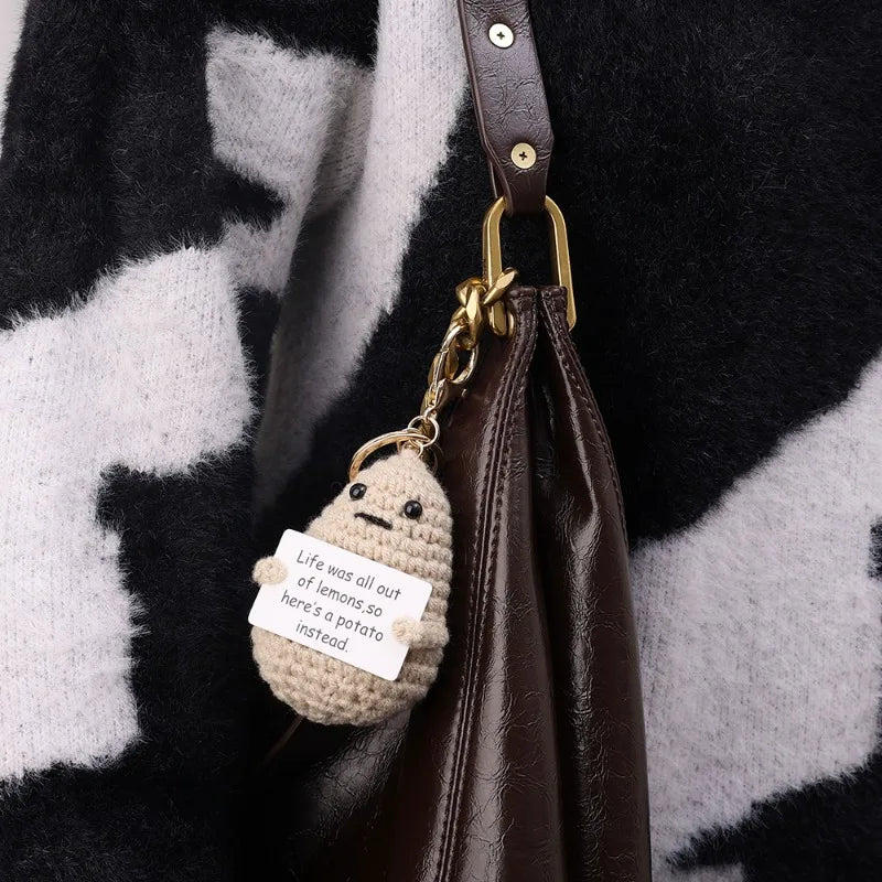 Inspirational Potato Cucumber Keychain Soft Hand Woven Knitting Keyring Bags in-car Pendant Decorations Accessories Gifts Widget