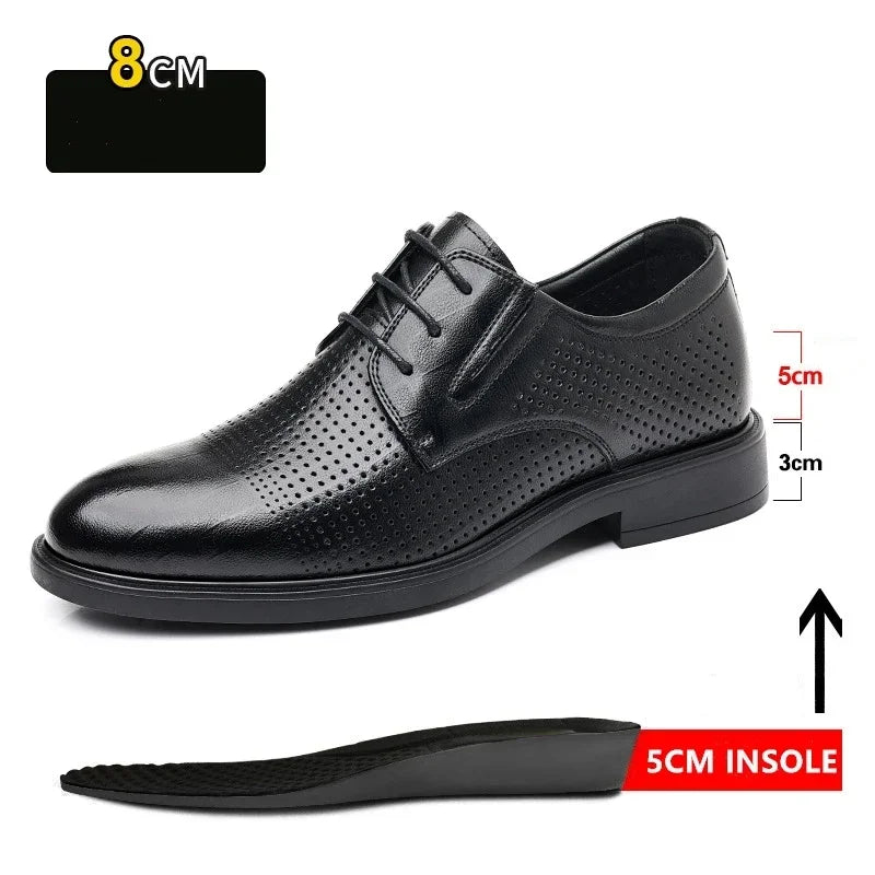 3/6/8 CM Elevator Shoes Men Dress Shoes Black Soft Leather Men Heighten Formal 1 Casual Business Men Oxfords Suit 2