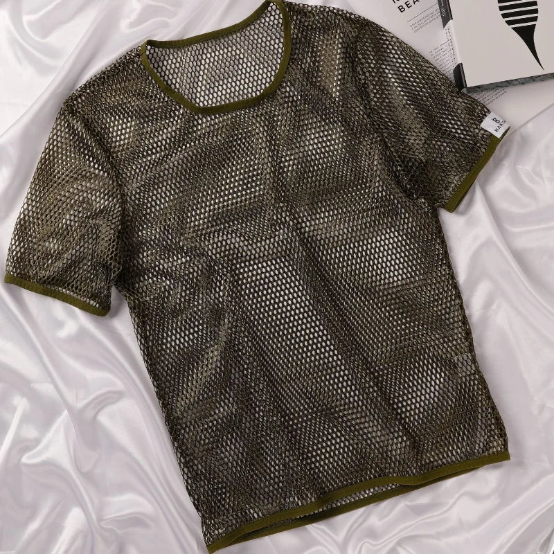 Men's Hollow Out Mesh T-Shirt, Breathable, Sport, See Through, Streetwear, Lightweight, Casual Tank Top, Summer, New Arrivals