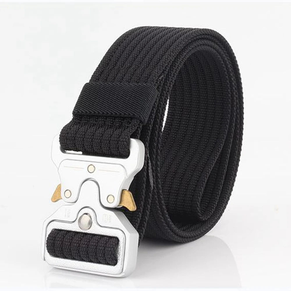 38mm Tactical Belt for Men Heavy Duty Nylon Waist Belt with Silver Buckle Unisex Designer Jeans Belt for Women
