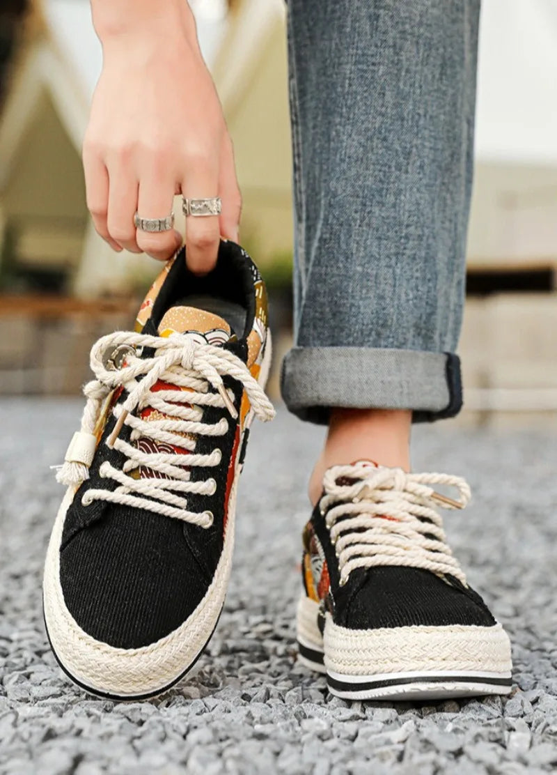 Trend Low-Top Canvas Shoes Mens Summer Fashion Trend Platform Sneakers Comfortable Breathable Casual Shoes Zapatos para hombres