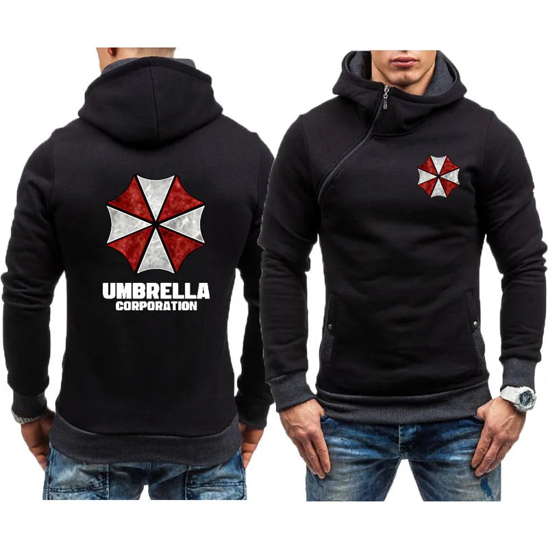 Spring Autumn Hoodie Sweatshirt Umbrella Corporation Print Men Streetwear Fleece Zipper Hooded tracksuit  Harajuku Pullover