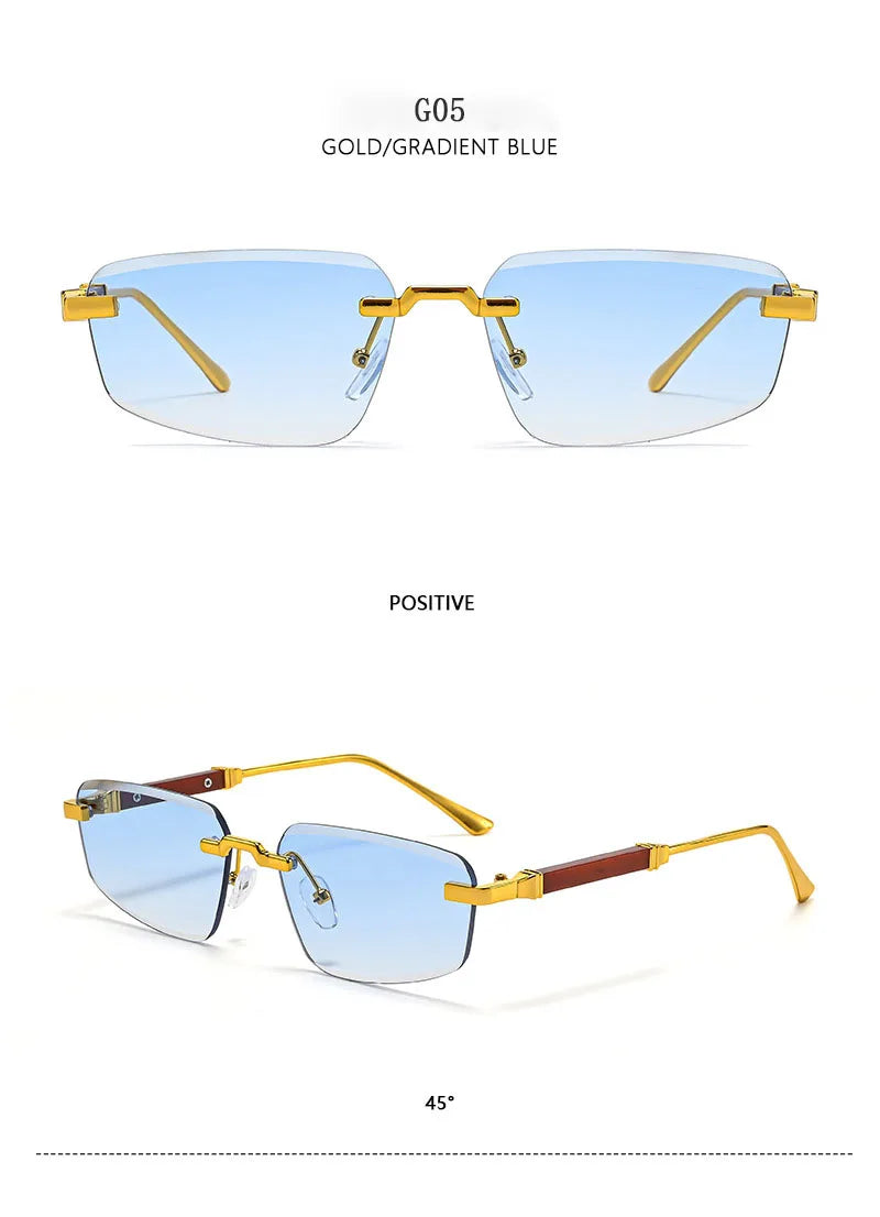 Designer Luxury Sunglasses Vacation Trending Sunglasses Women Rimless Glasses Vintage Lentes Dropshipping Oculos Gafas Lunette