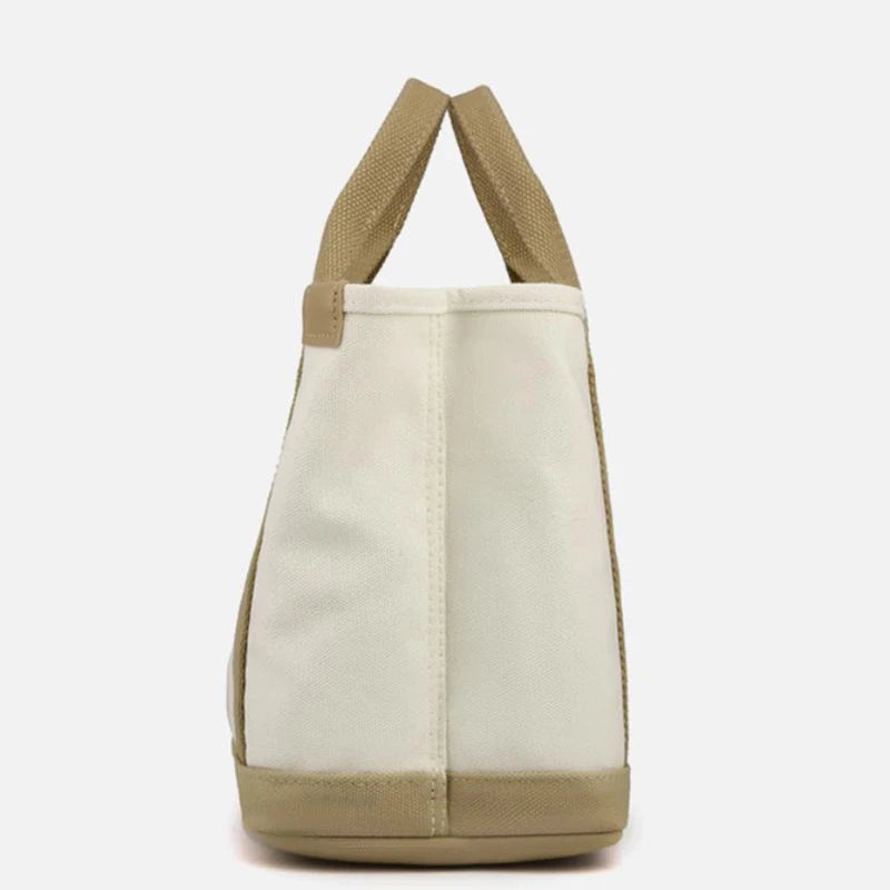 Canvas Tote Bag Portable Large Capacity Leisure Lunch Bento Bucket Bag Multi-divided Handbag