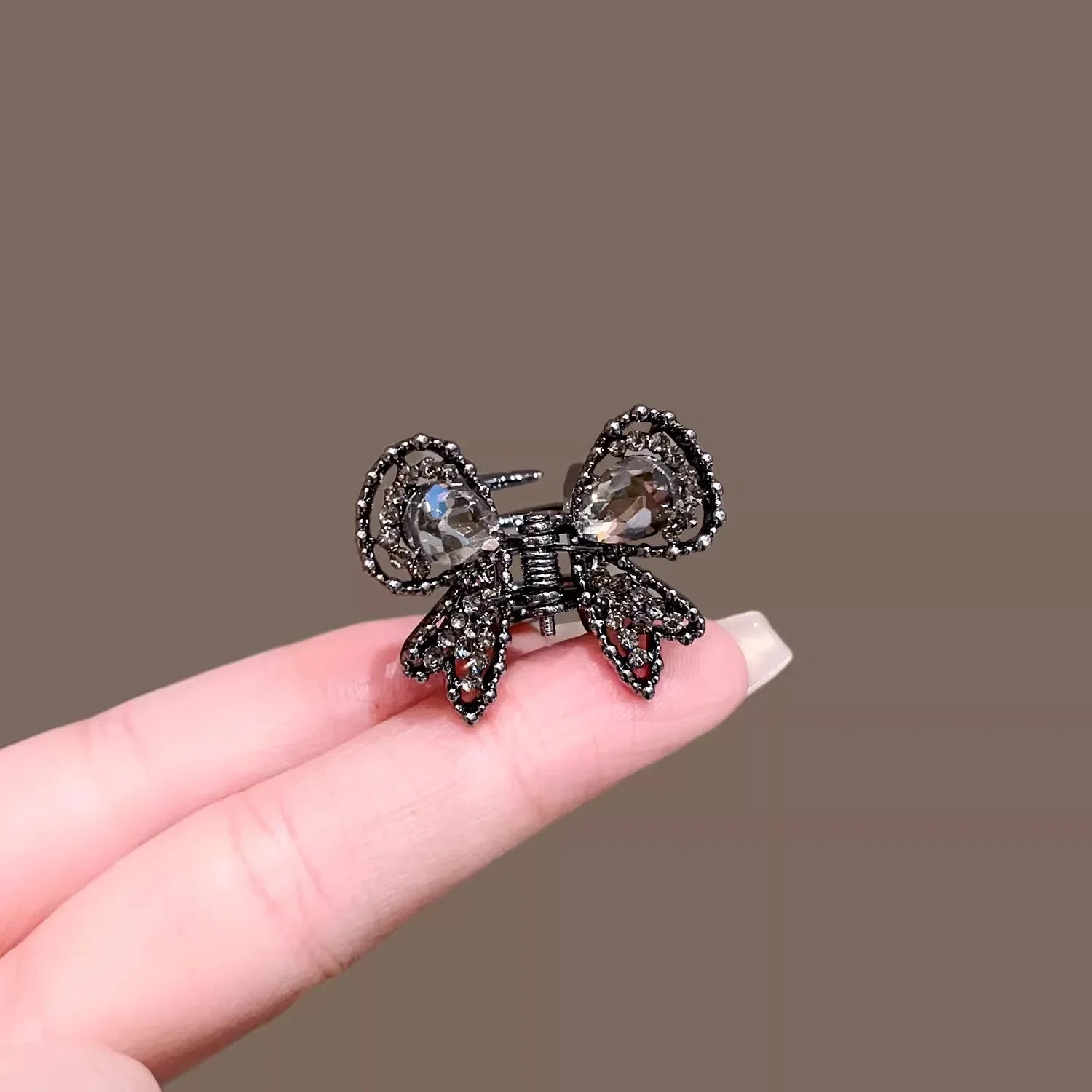 Exquisite Crystal Rhinestone Butterfly Hair Clip Cute Mini Hair Claw High-end Side Bangs Clip Women's Korean Hair Accessories