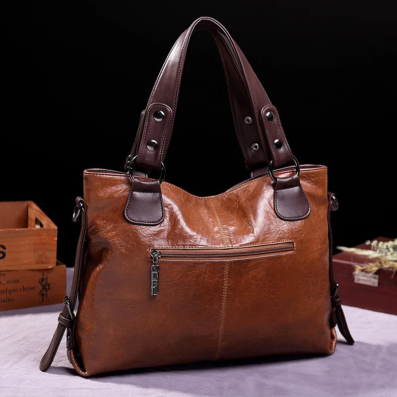 Annmouler Neue Design Frauen Handtaschen Pu-Leder Tragetasche Vintage Weiche Umhängetasche Große Umhängetasche für Damen