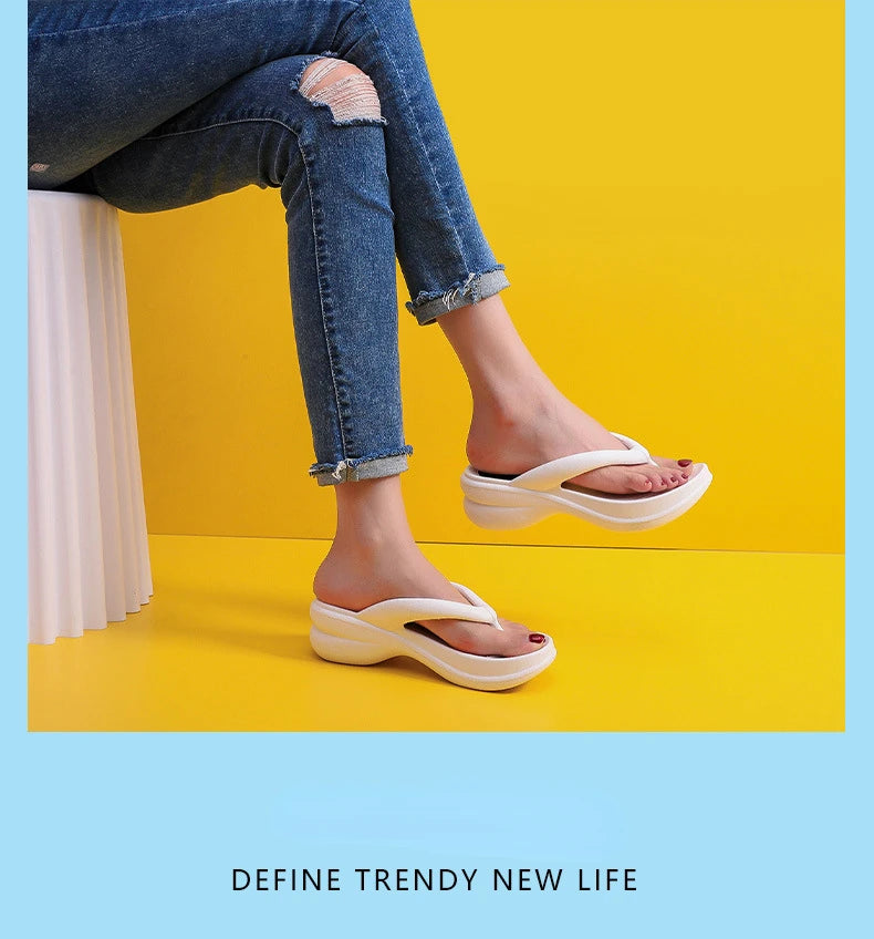 Woman House Heel Slipper Wedges Cloud Sandals Summer Soft Flip Flops Beach Slides Home Garden Shoe Outdoor Ladies Female Girls