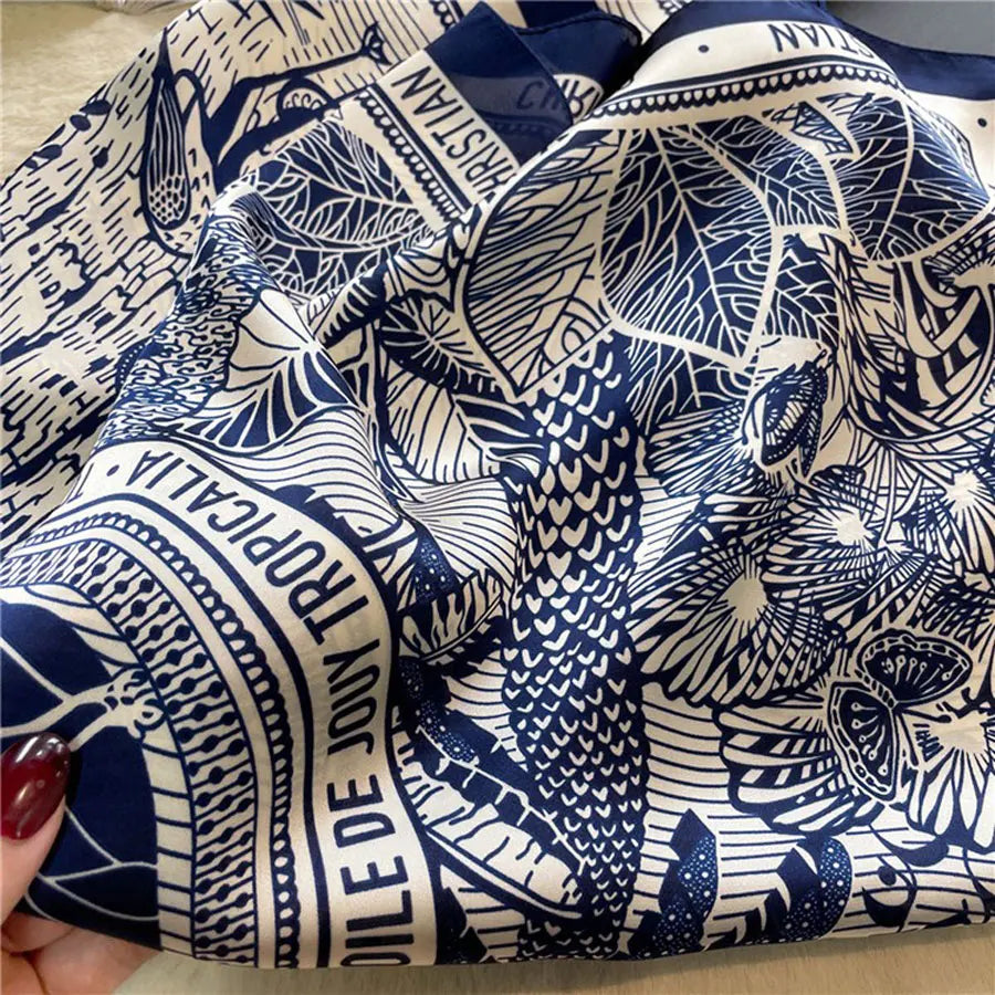 1 Pack Ladies' Korean Style Small Square Silk Scarf Retro Fashion Versatile Printed Professional Neck Scarf