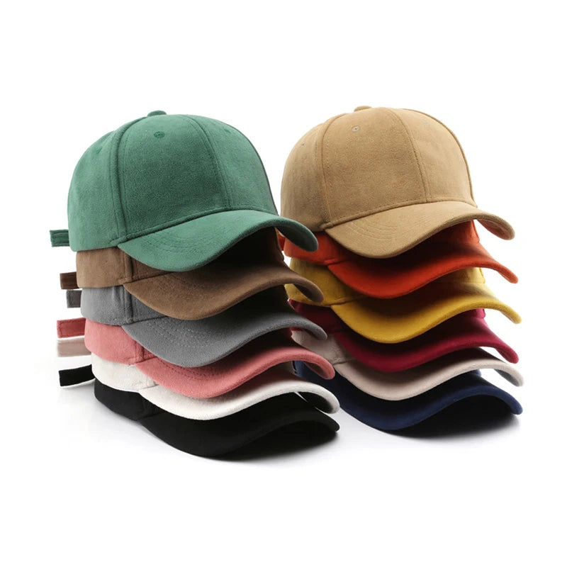 Women Suede Baseball Caps Autumn Winter Solid Fashion Men Hip Hop Cap Outdoors Casual Travel Sun Visor Hat Multicolour Unisex