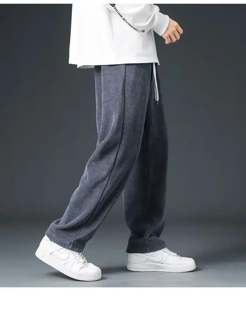 Y2k Korean Men Basic Blank Solid Baggy Joggers Running Sports Pants Trousers Casual Grey Jogging Pants for Men Drawstring Pants