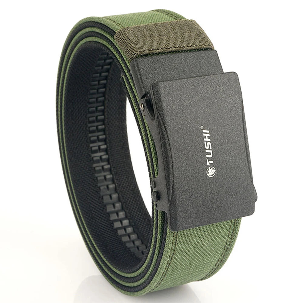 TUSHI New Stiff Tactical Belt for Men Metal Automatic Buckle Military Police Duty Belt 1100D Nylon Gun Belt Casual Girdle Male