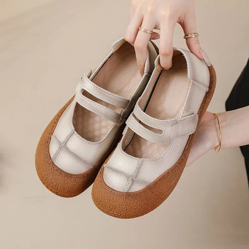 Neue handgemachte Damenschuhe aus echtem Leder, Ganzjahresschuhe, Oxfords, flache Damenschnürschuhe, gemütliche Mokassins, runde Ballerinas