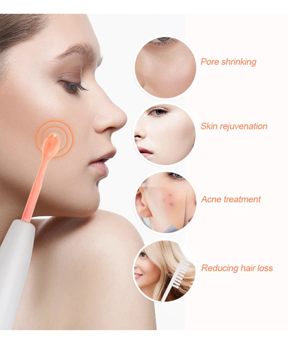 Newest 6 in 1 Spark Electrodes High Frequency Neon & Argon Skin Tightening Hair Follicle Facial Beauty Wand Machine Facial Care