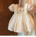 Girls' French Lolita Princess Dress, New Summer Style One-Year-Old Dress, White Cute Little Girl's Beautiful Short-Sleeved Dress