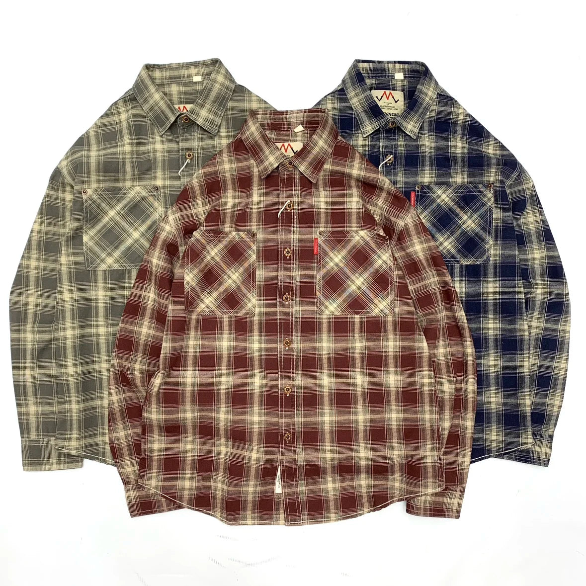 2025 Autumn New Japanese Retro Long-Sleeve Turn-down Collar Plaid Shirt Men's Fashion 100% Cotton Washed Loose Casual Blouses