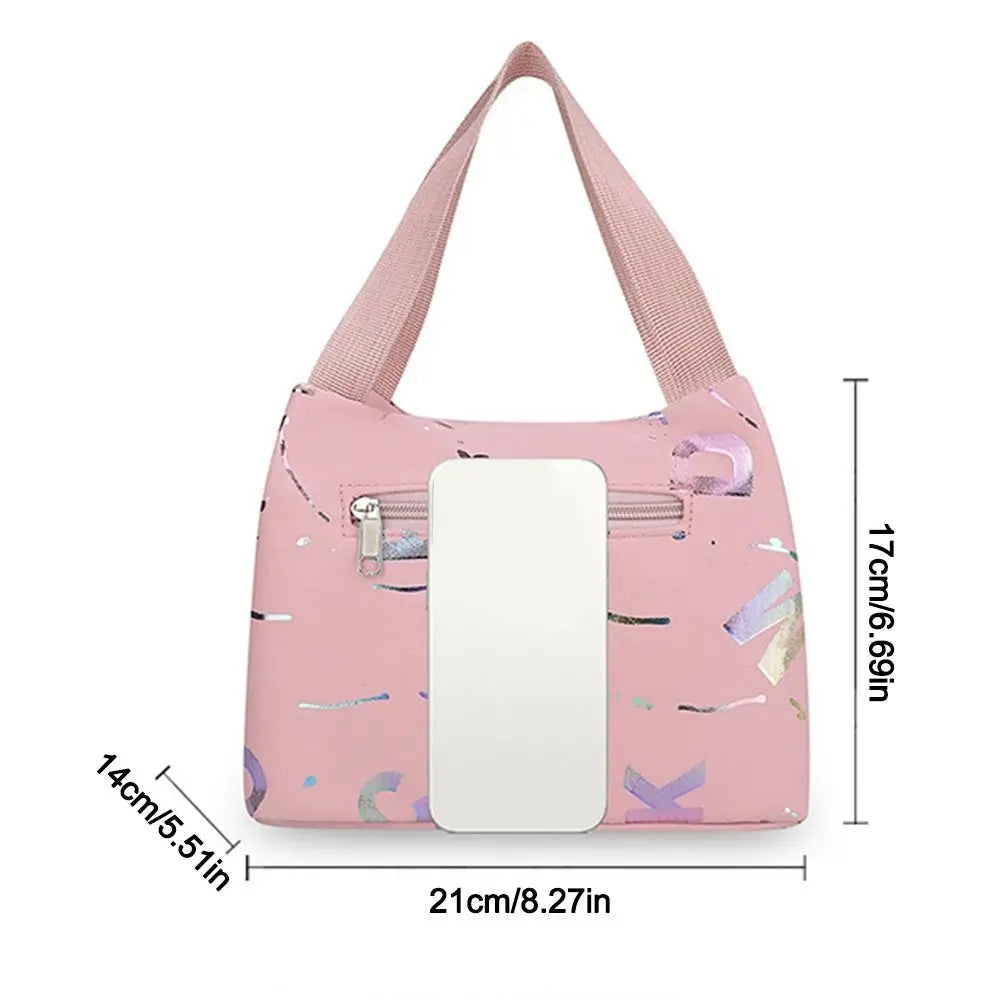 New Bronzing Printing Handbag Oxford Cloth Waterproof Tote Bags Large Capacity Lunch Bag Simple Versatile Shopping Handbag