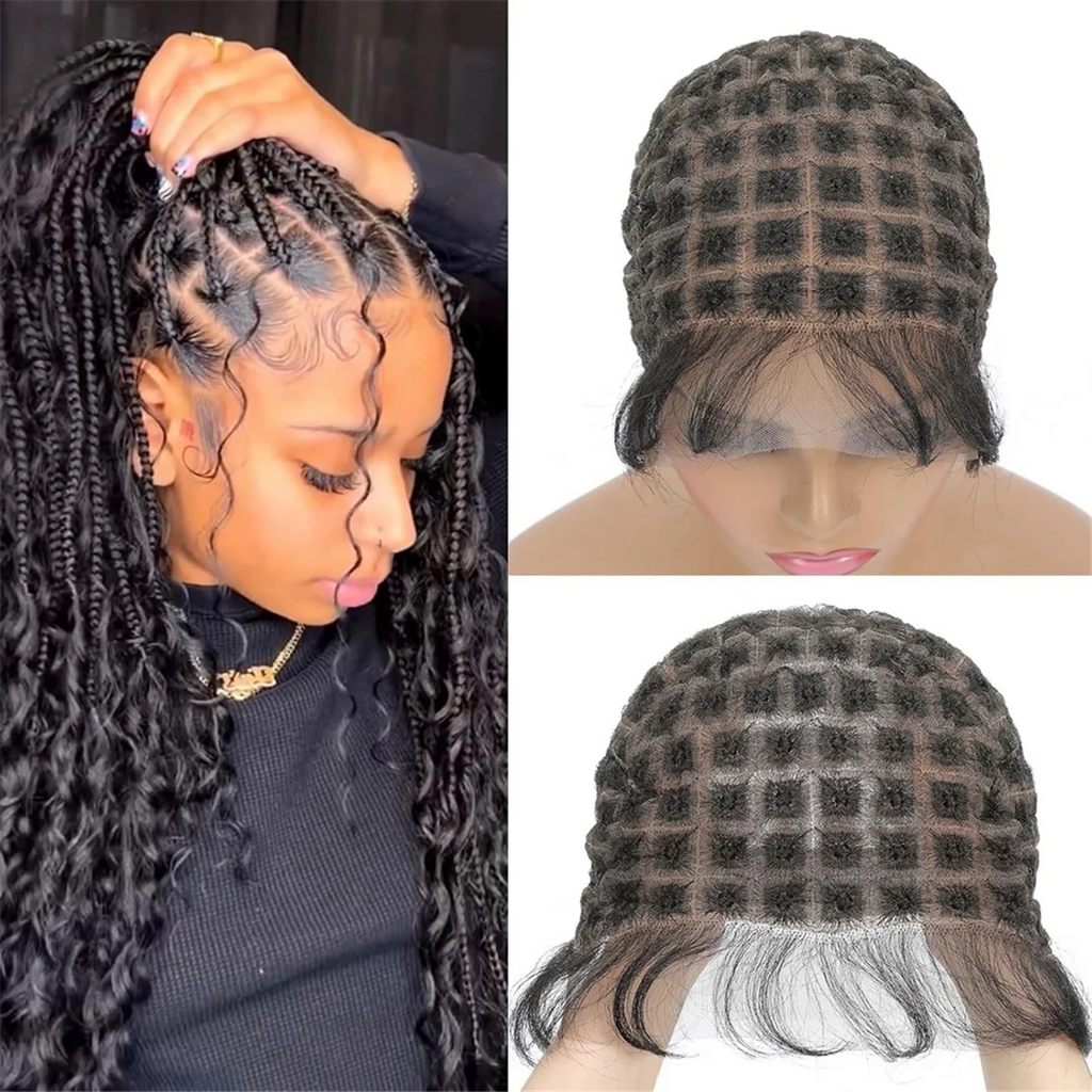 HOT Braided Wig Cap -Double Full Lace Crochet Wig Cap with Baby Hair - Breathable Lace Cap for Black Women Glueless Braided