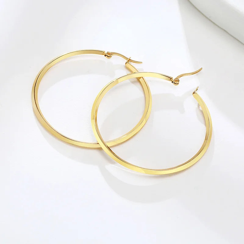 Dainty Twisted Stianless Steel Hoop Earrings for Women, Gold Color Plating Circle Round Ear Clip Accessory Mother's Day gift