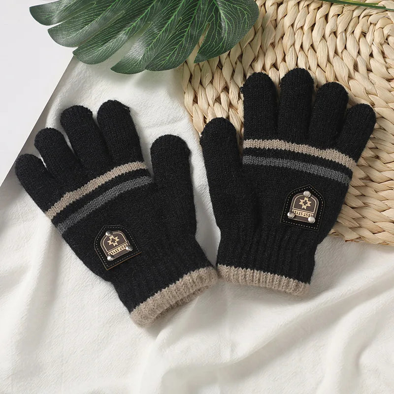 Winter Children's Gloves Warm Double Inner Wool Boy Girl Cold-Proof Kawaii Kids Soft Thick Autumn Elastic Travel Knitted Gloves