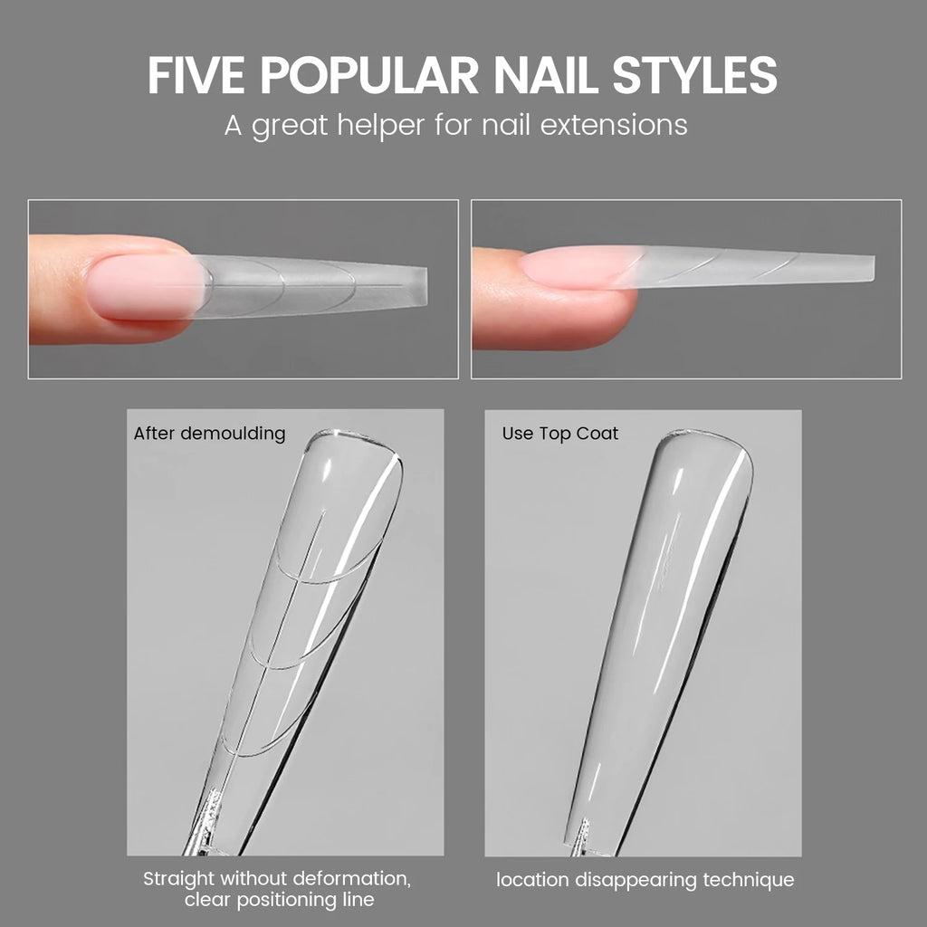 YOKEFELLOW Sandwich Dual Nail Forms 240pcs 15size NEW 2025 Extensions-Dual Forms Coffin Almond Nail Forms Top Mold Bottom Mold