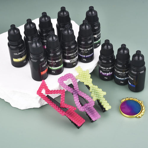 17 Colors UV Resin Glue 10g Color Epoxy Adhesive Ultraviolet Curing  Sunlight Activated Hard Quick Drying For Jewelry Resin Glue