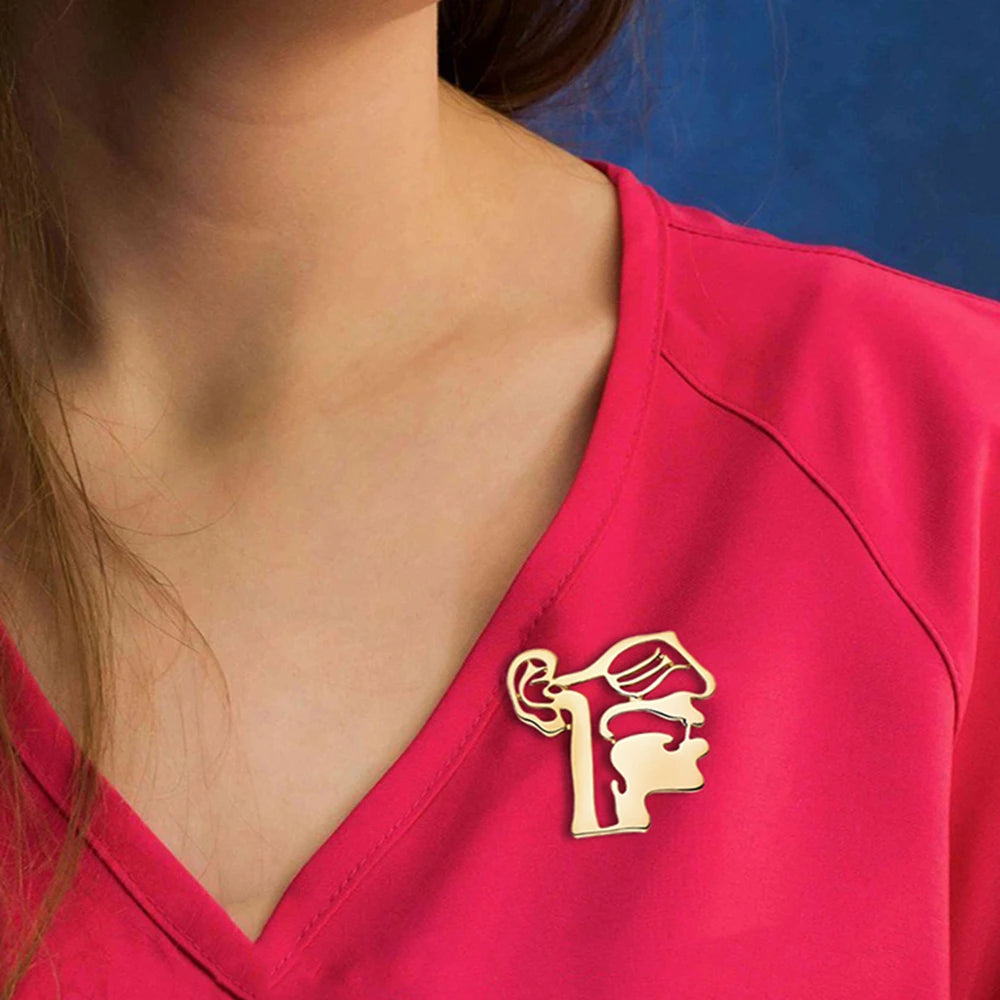 Catuni Facial Anatomy Medicine Pin Brooch Metal Hollow Medical Lapel Backpack Badge Jewelry for Doctor Nurse Medico Anatomist