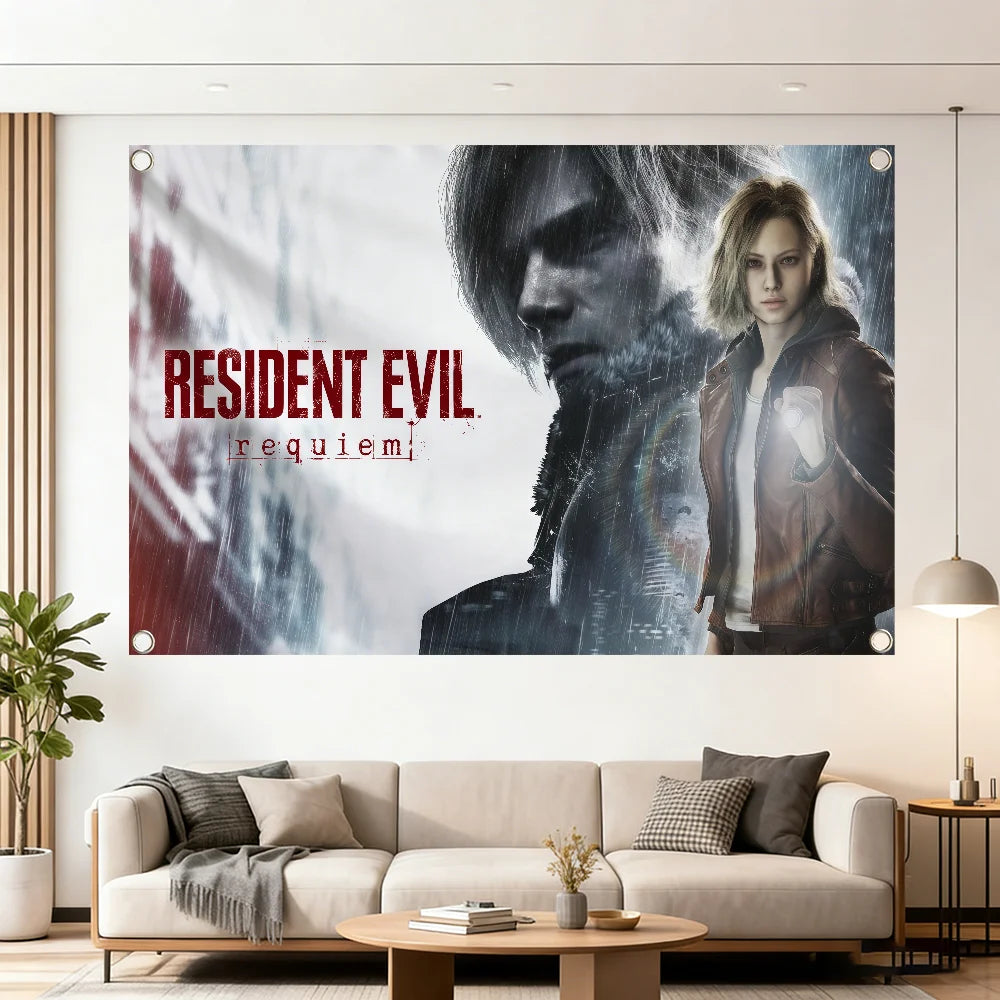 Game R-Resident Evil Requiem flag Decoration Outdoor Picnic Party Art Hanging Home Camping Party Banner Best sellers