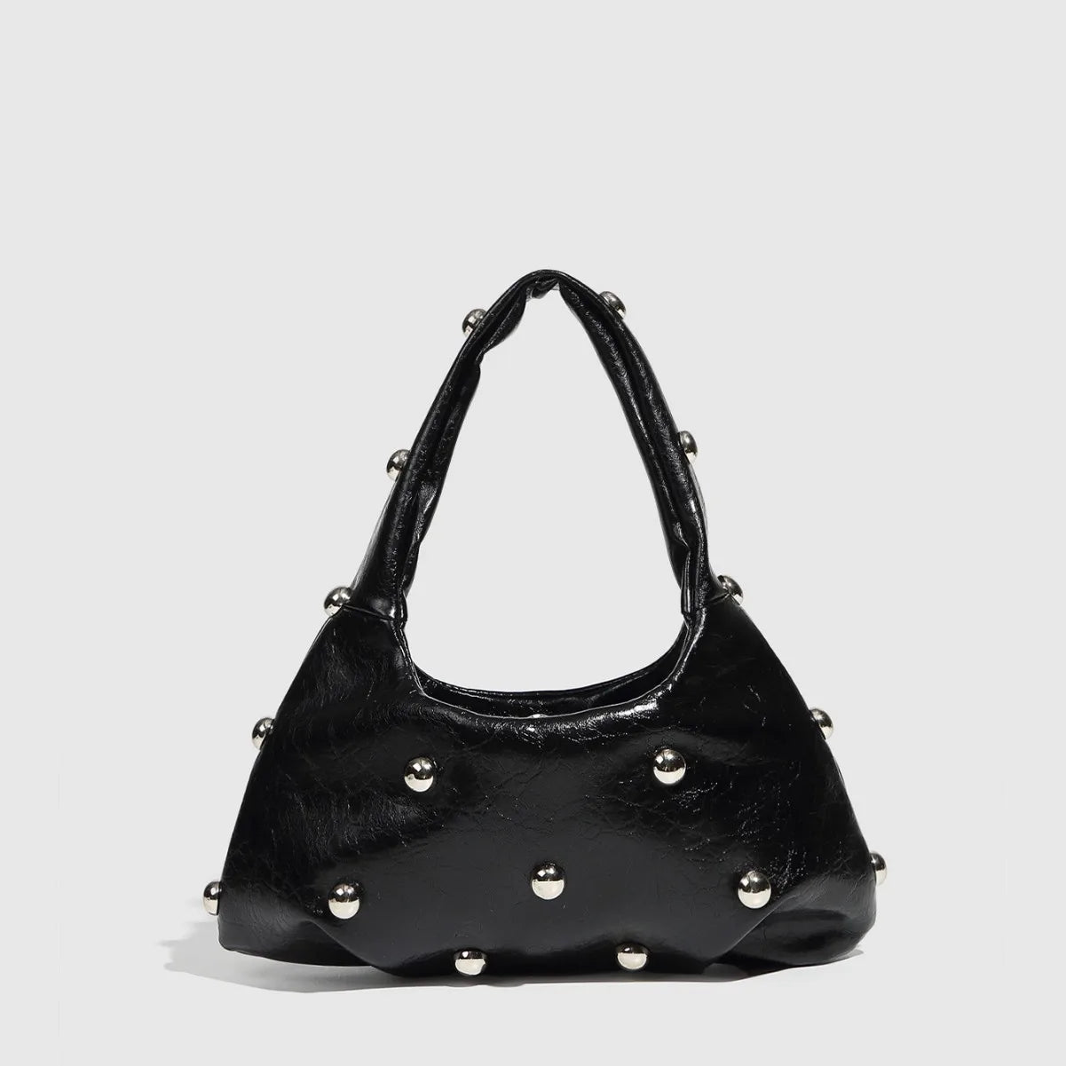 NEW Rivet Women's Handbags Soft PU Leather Shoulder Bag Casual Designer Hobos Half Moon Underarm Bags for Women 2025 Tote Clutch
