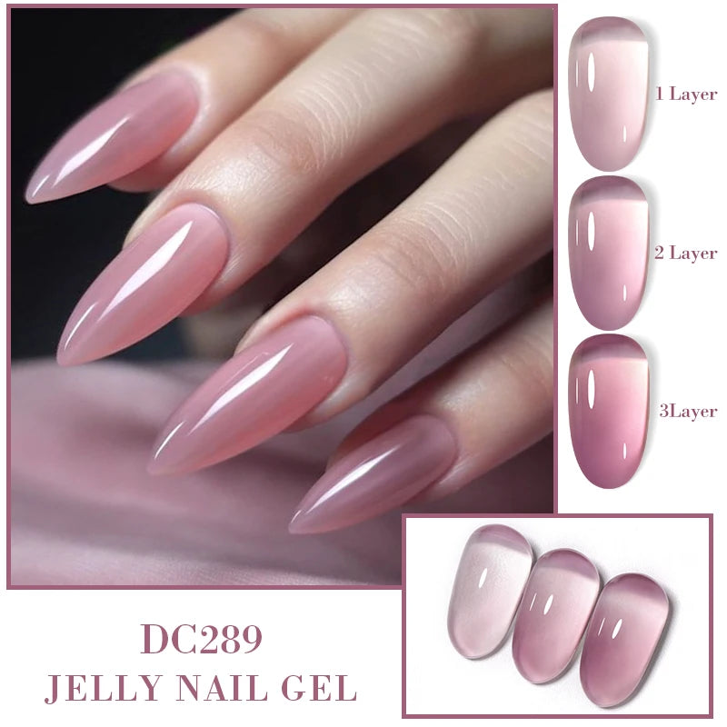 Mtssii 7ML Jelly Nude Gel Nail Polish Summer Light Pink Peach Translucent Color UV Light Cure Gel Varnish Nail Art DIY at Home
