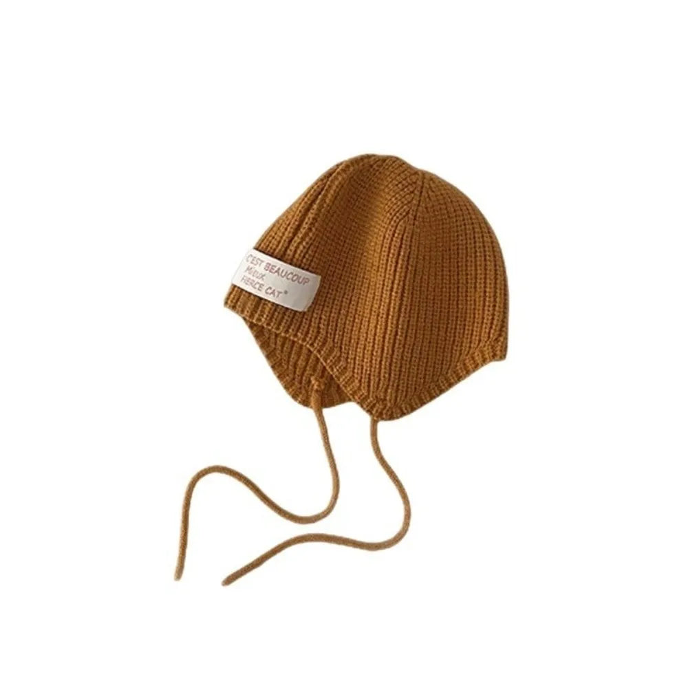 New Knitted Pullover Cap Windproof Coldproof Ear Protection Hat Warm Beanie Hat 0-3Y