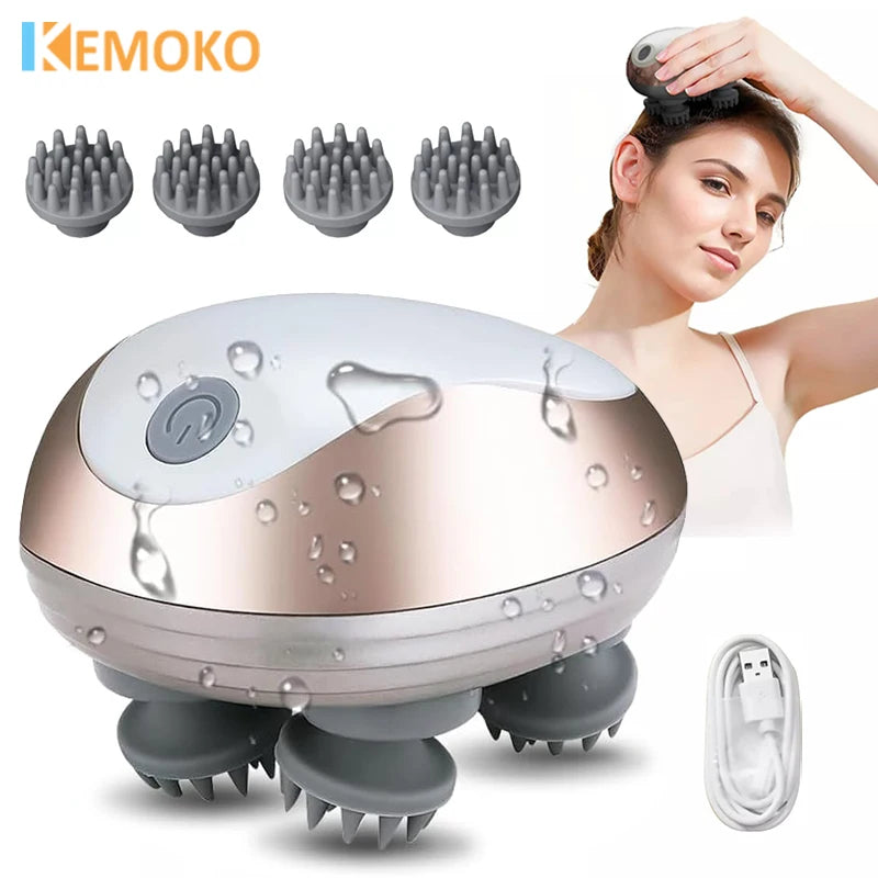 Electric Head Massager Silicone Scalp Magnetic Suction Charging Silicone Shoulder Multifunctional Kneading Vibration Head Spa