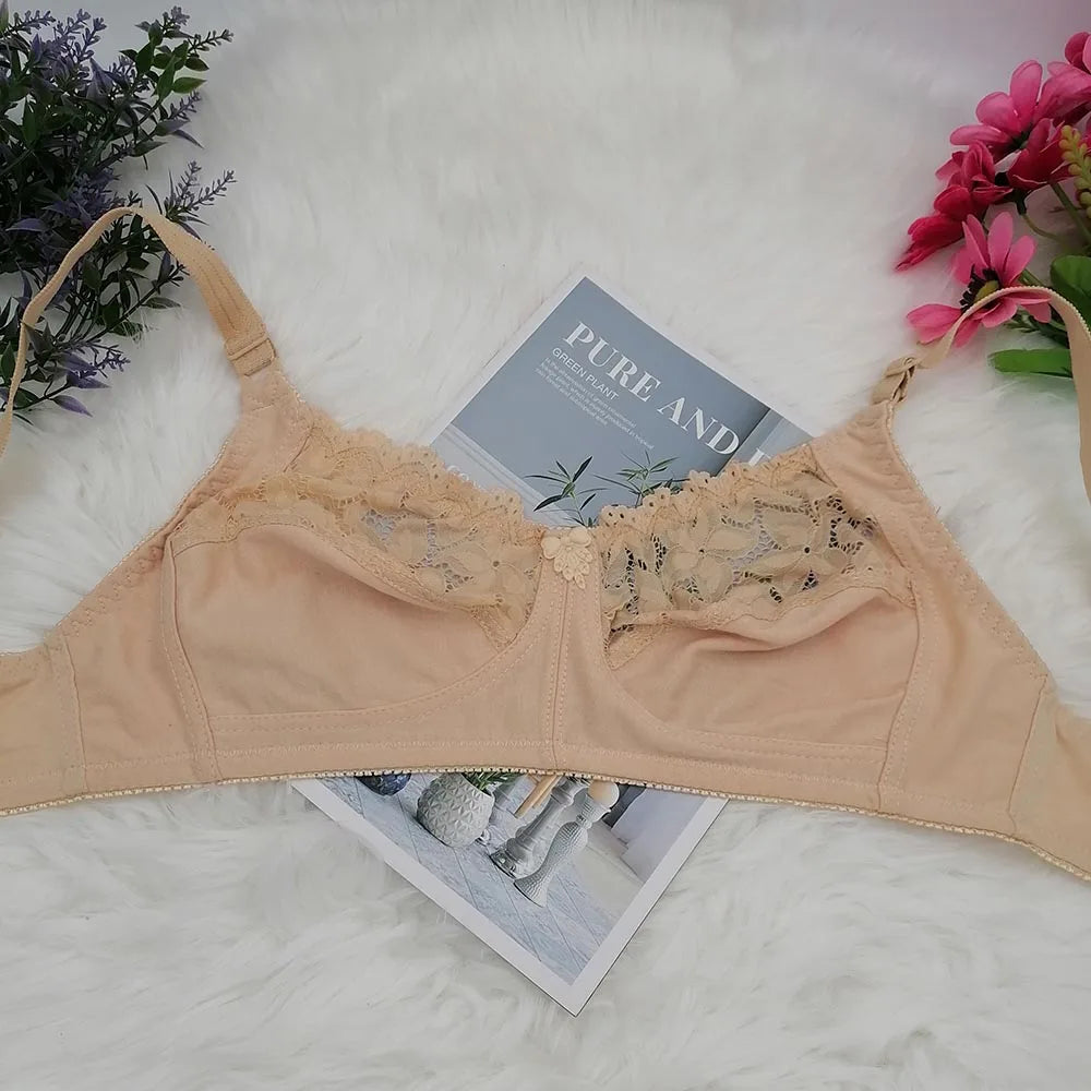 Solid Bra Unlined Comfortable Cotton Bras for Women Push Up Minimizer Wireless Plus Size Underwear Plunge Soft Sexy Lingerie C31