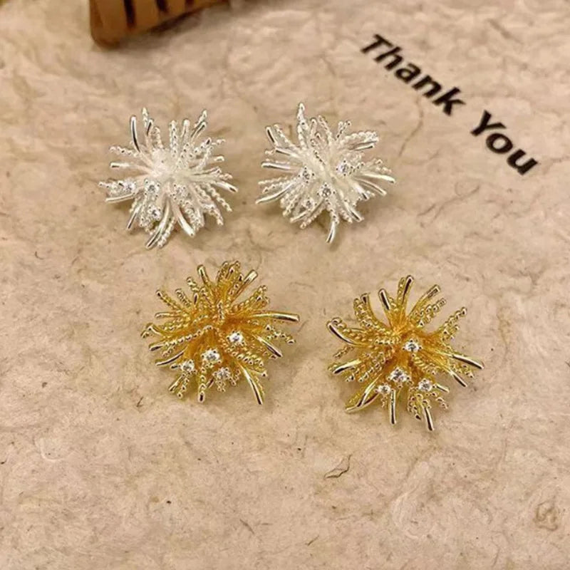 LATS Light Luxury High-end Fireworks Silver Needle Earrings for Women 2025 New Design Temperament Fashion Jewelry