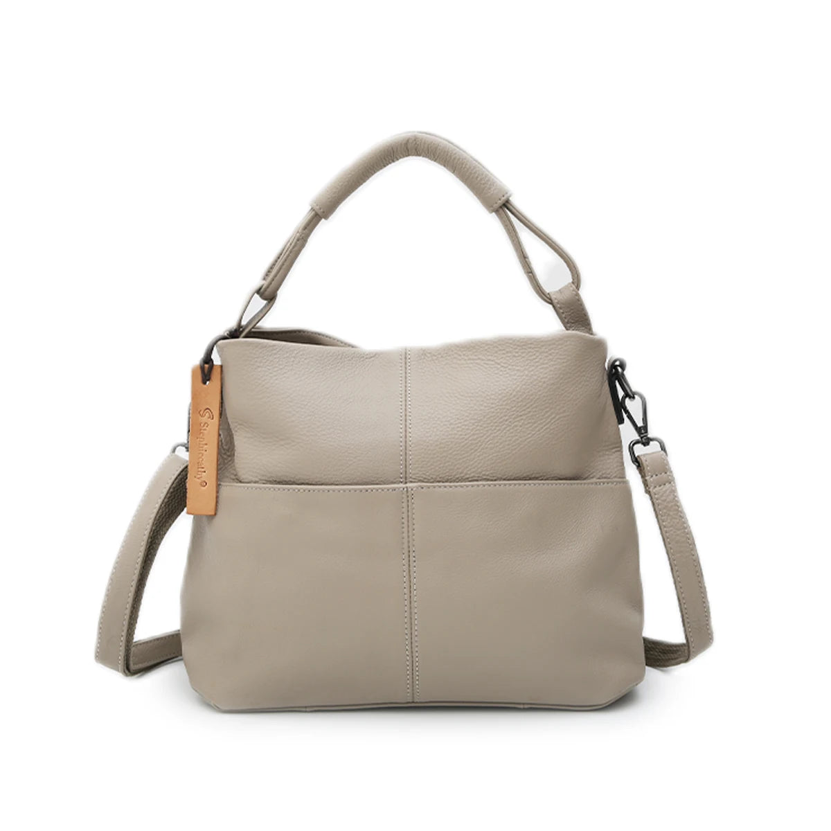 Women Versatile Casual Genuine Leather Top-handle Shoulder Bag Multi pockets Adjustable Strap Cross body Handbags Daily Commute