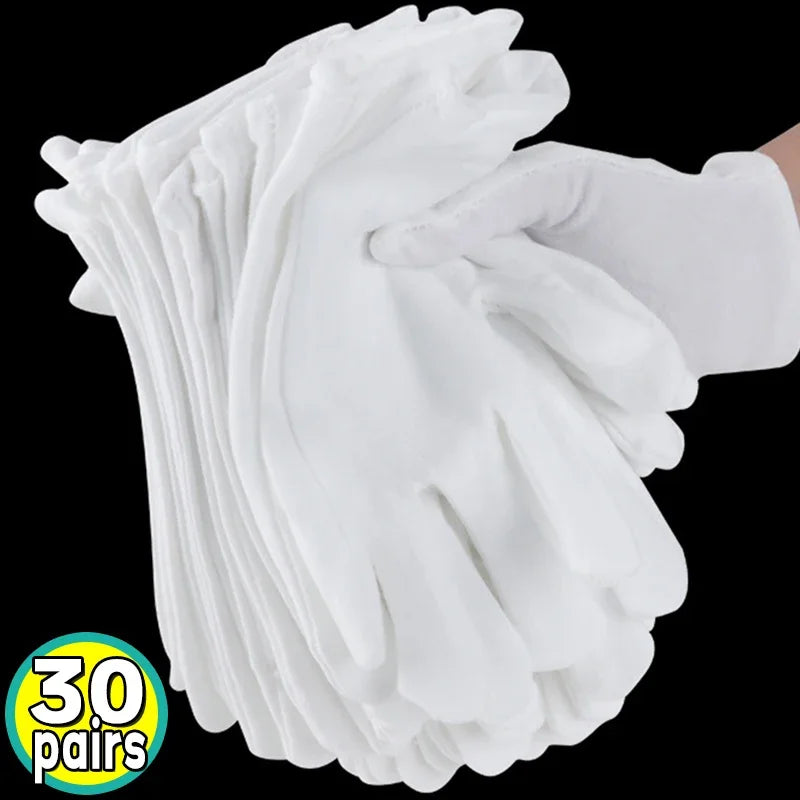 2/100pcs White Protection Gloves for Women Men Cotton Thin Quality Sweat Absorption Driving Workings Household Cleaning Tools