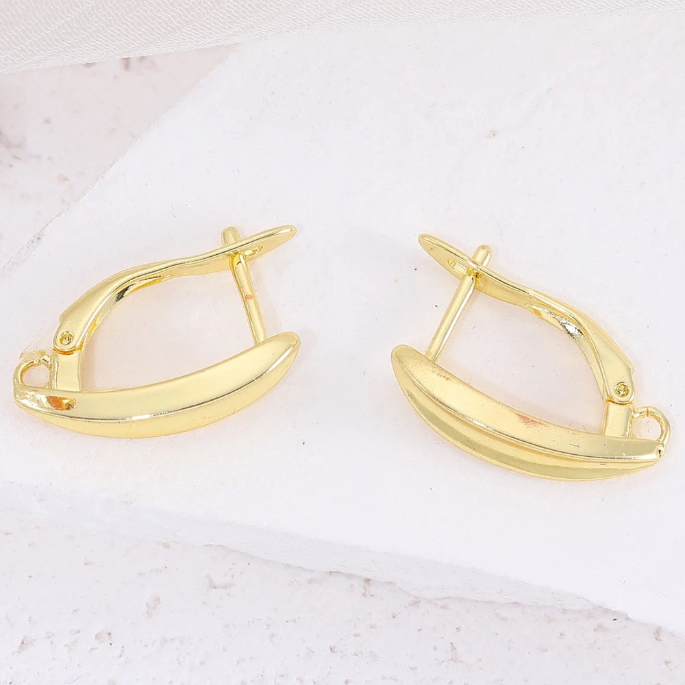 Juya 8Pcs/Lot 18K Gold Plated Anti-Allergy Fastener Schwenzy Earwire Stitches Earplug Earring Hooks For DIY Women Earring Making