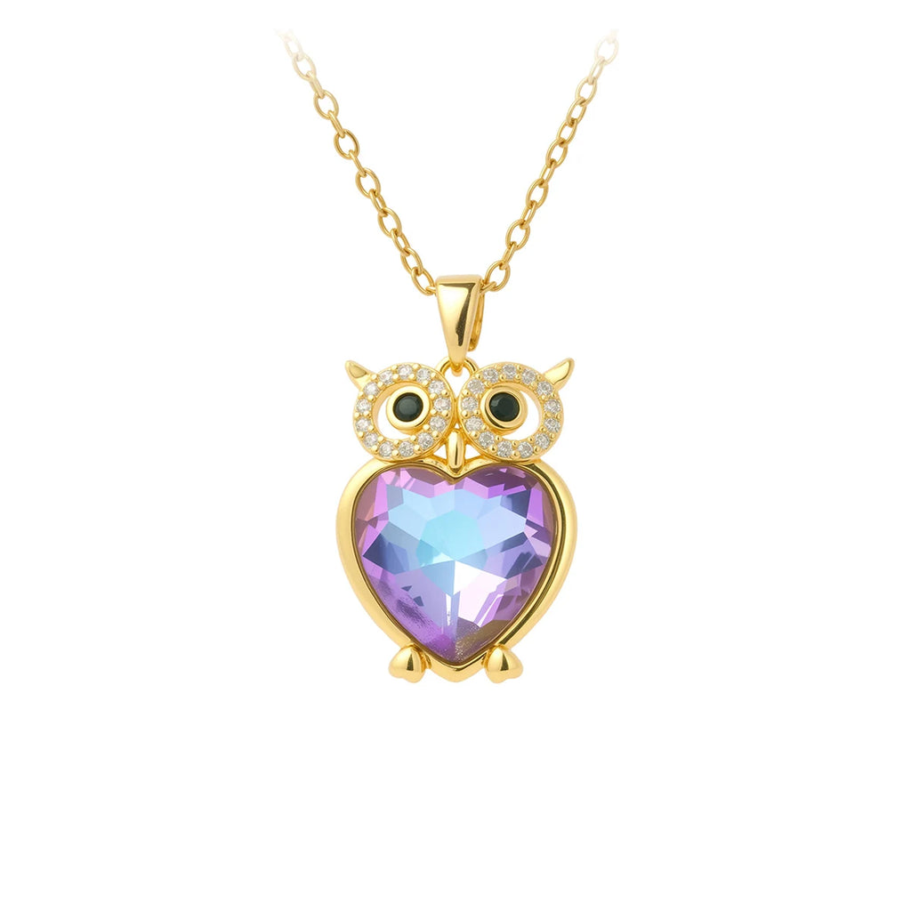Crystal Owl Necklace for Women Simple Creative European American High-End Fashion Jewelry Accessory Gift