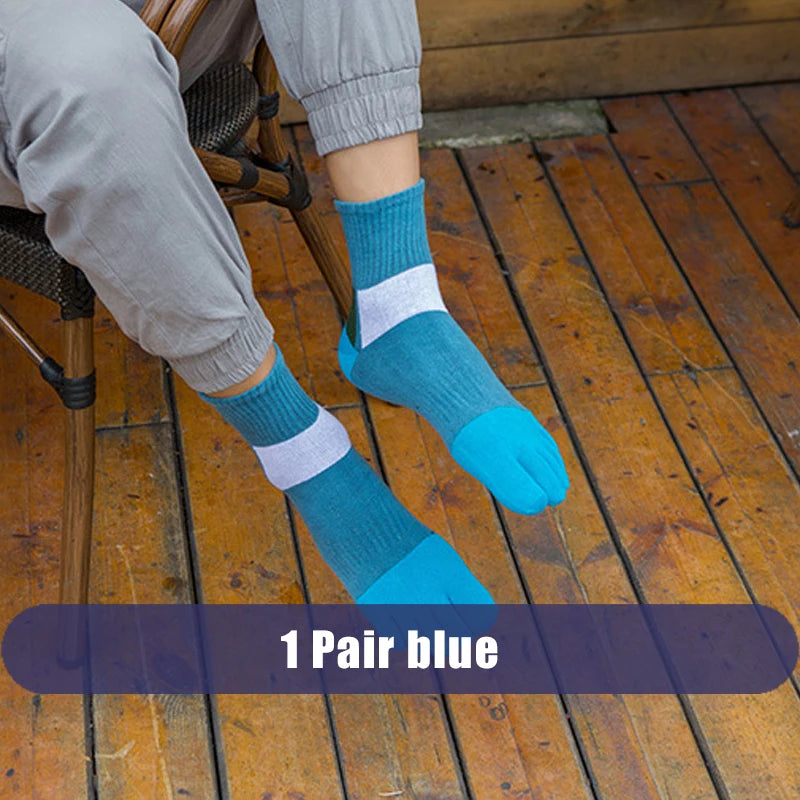 Mans Five Finger Socks Sport Compression Cotton Anti-Bacterial Breathable Warm Outdoor Travel Bike Run Toe Short Socks Student