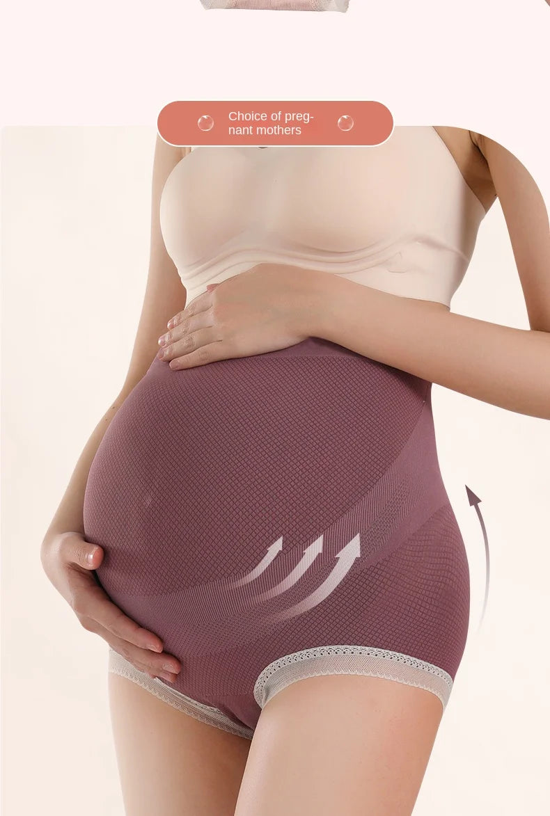 Maternity Panties High Waist Pregnant Panties Adjustable Belly Support Briefs for Pregnant Women Lace Solid Color Cozy Intimates